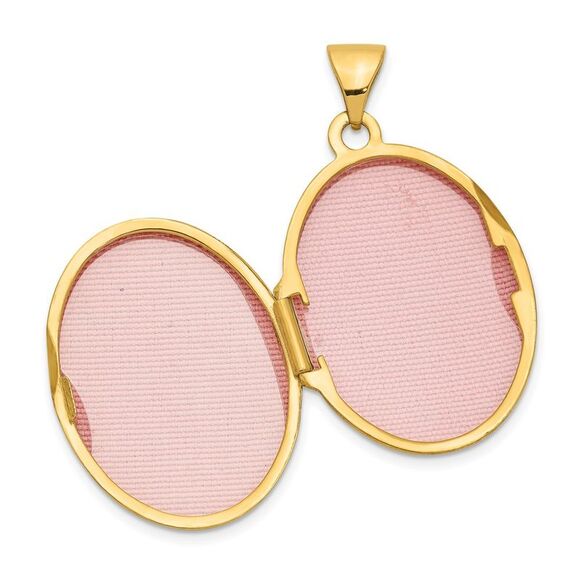 14k Yellow Gold 21mm Love You Always Scroll Oval Locket - Picture 4 of 6